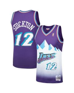 Men's Utah Jazz #12 John Stockton Purple 1996-97 Hardwood Classic Stitched Jersey