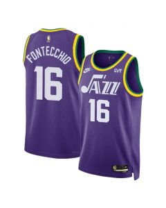 Men's Utah Jazz #16 Simone Fontecchio Purple 2023 Classic Edition Stitched Basketball Jersey