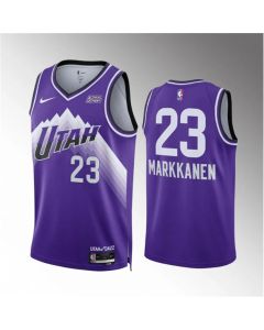 Men's Utah Jazz #23 Lauri Elias Markkanen Purple 2023/24 City Edition Stitched Basketball Jersey