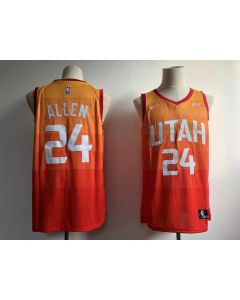 Men's Utah Jazz #24 Grayson Allen Orange City Edition Swingman Stitched NBA Jersey