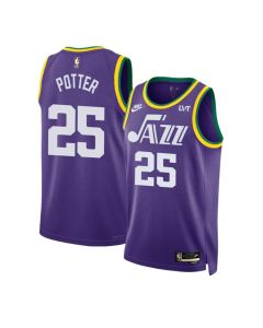 Men's Utah Jazz #25 Micah Potter Purple 2023 Classic Edition Stitched Basketball Jersey