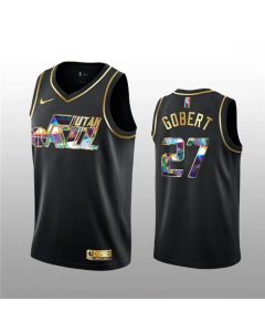 Men's Utah Jazz #27 Rudy Gobert 2021/22 Black Golden Edition 75th Anniversary Diamond Logo Stitched Basketball Jersey