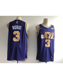 Men's Utah Jazz #3 Ricky Rubio Purple Swingman Stitched NBA Jersey