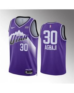 Men's Utah Jazz #30 Ochai Agbaji Purple 2023/24 City Edition Stitched Basketball Jersey