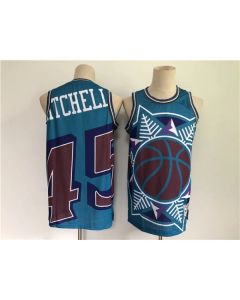 Men's Utah Jazz #45 Donovan Blue Big Face Throwback Stitched Jersey