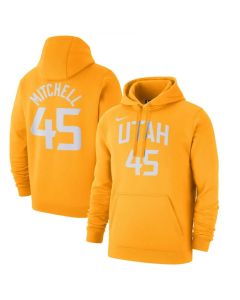 Men's Utah Jazz #45 Donovan Mitchell Gold City Edition Name & Number Pullover Hoodie