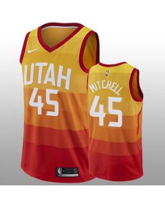Men's Utah Jazz #45 Donovan Orange City Edition Swingman Stitched NBA Jersey