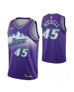 Men's Utah Jazz #45 Donovan Purple City Edition Throwback Stitched NBA Jersey