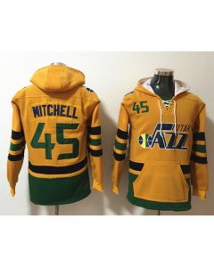 Men's Utah Jazz #45 Donovan Yellow Lace-Up Pullover Hoodie