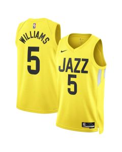 Men's Utah Jazz #5 Cody Williams Yellow 2024 Draft Association Edition Stitched Basketball Jersey