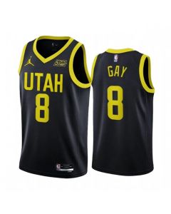 Men's Utah Jazz #8 Rudy Gay 2022/23 Black Statement Edition Stitched Basketball Jersey
