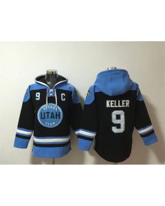 Men's Utah Mammoth #9 Clayton Keller Black/Blue Ageless Must-Have Lace-Up Pullover Hoodie
