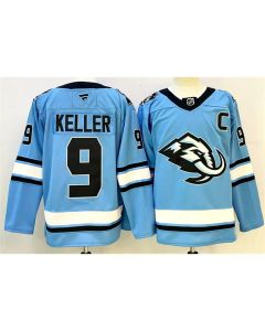 Men's Utah Mammoth #9 Clayton Keller Blue 2025 With C Patch Stitched Premium Jersey