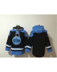 Men's Utah Mammoth Blank Black/Blue Ageless Must-Have Lace-Up Pullover Hoodie