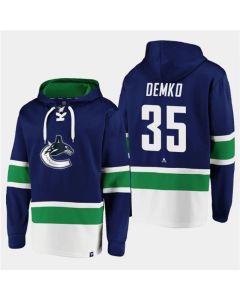 Men's Vancouver Canucks #35 Thatcher Demko Blue All Stitched Sweatshirt Hoodie