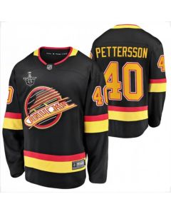 Men's Vancouver Canucks #40 Elias Pettersson Black With Patch Stitched NHL Jersey