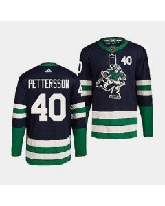 Men's Vancouver Canucks #40 Elias Pettersson Navy 2022 Reverse Retro Stitched Jersey