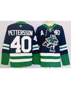 Men's Vancouver Canucks #40 Elias Pettersson Navy 2024 Reverse Retro Stitched Jersey