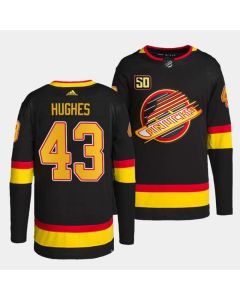 Men's Vancouver Canucks #43 Quinn Hughes 50th Anniversary Black Stitched Jersey