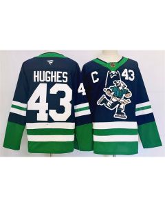 Men's Vancouver Canucks #43 Quinn Hughes Navy 2024 Reverse Retro Stitched Jersey