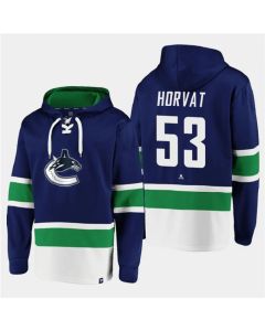 Men's Vancouver Canucks #53 Bo Horvat Blue All Stitched Sweatshirt Hoodie