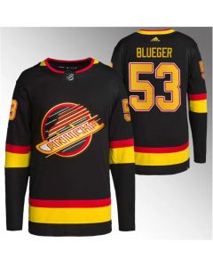 Men's Vancouver Canucks #53 Teddy Blueger Black Retro Stitched Jersey