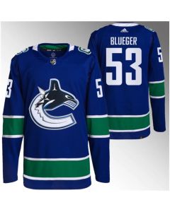 Men's Vancouver Canucks #53 Teddy Blueger Blue Retro Stitched Jersey