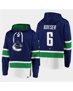 Men's Vancouver Canucks #6 Brock Boeser Blue All Stitched Sweatshirt Hoodie