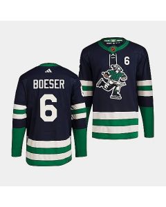 Men's Vancouver Canucks #6 Brock Boeser Navy 2022 Reverse Retro Stitched Jersey
