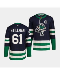Men's Vancouver Canucks #61 Riley Stillman Navy 2022 Reverse Retro Stitched Jersey