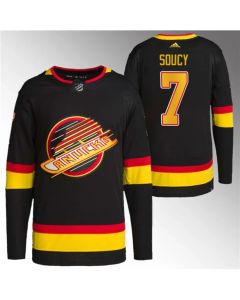 Men's Vancouver Canucks #7 Carson Soucy Black Retro Stitched Jersey