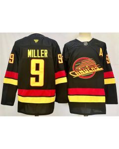 Men's Vancouver Canucks #9 J.T. Miller Black 2024-25 With A Patch Alternate Stitched Hockey Jersey