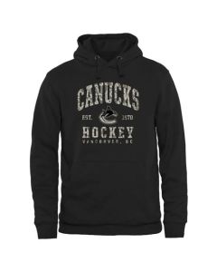Men's Vancouver Canucks Black Camo Stack Pullover Hoodie