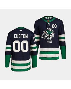 Men's Vancouver Canucks Custom Navy 2022 Reverse Retro Stitched Jersey