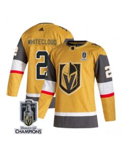 Men's Vegas Golden Knights #2 Zach Whitecloud Gold 2023 Stanley Cup Champions Stitched Jersey