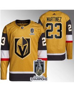 Men's Vegas Golden Knights #23 Alec Martinez Gold 2023 Stanley Cup Champions Stitched Jersey