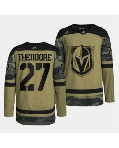 Men's Vegas Golden Knights #27 Shea Theodore 2022 Camo Military Appreciation Night Stitched Jersey