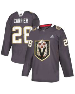 Men's Vegas Golden Knights #28 William Carrier Grey Latino Heritage Night Stitched NHL Jersey