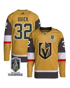 Men's Vegas Golden Knights #32 Jonathan Quick Gold 2023 Stanley Cup Champions Stitched Jersey