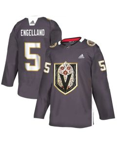Men's Vegas Golden Knights #5 Deryk Engelland Grey Latino Heritage Night Stitched NHL Jersey