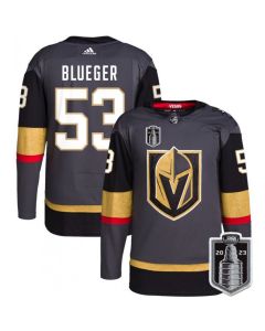 Men's Vegas Golden Knights #53 Teddy Blueger Gray 2023 Stanley Cup Final Stitched Jersey