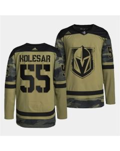 Men's Vegas Golden Knights #55 Keegan Kolesar 2022 Camo Military Appreciation Night Stitched Jersey