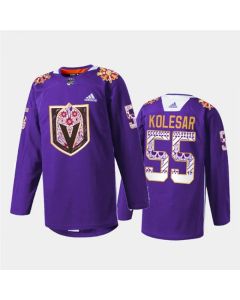 Men's Vegas Golden Knights #55 Keegan Kolesar Purple Hispanic Heritage Warmup Stitched Jersey