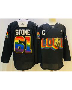 Men's Vegas Golden Knights #61 Mark Stone 2022 Black Pride night Stitched Jersey