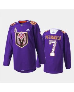 Men's Vegas Golden Knights #7 Alex Pietrangelo Purple Hispanic Heritage Warmup Stitched Jersey