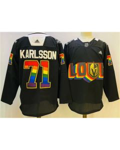 Men's Vegas Golden Knights #71 William Karlsson 2022 Black Pride night Stitched Jersey