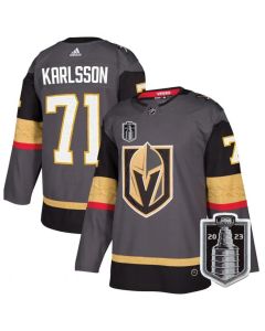 Men's Vegas Golden Knights #71 William Karlsson Gray 2023 Stanley Cup Final Stitched Jersey