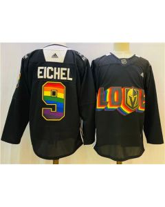 Men's Vegas Golden Knights #9 Jack Eichel 2022 Black Pride night Stitched Jersey