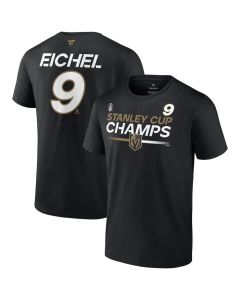 Men's Vegas Golden Knights #9 Jack Eichel Black 2023 Stanley Cup Champions Pro Name & Number T-Shirt