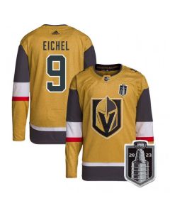 Men's Vegas Golden Knights #9 Jack Eichel Gold 2023 Stanley Cup Final Stitched Jersey